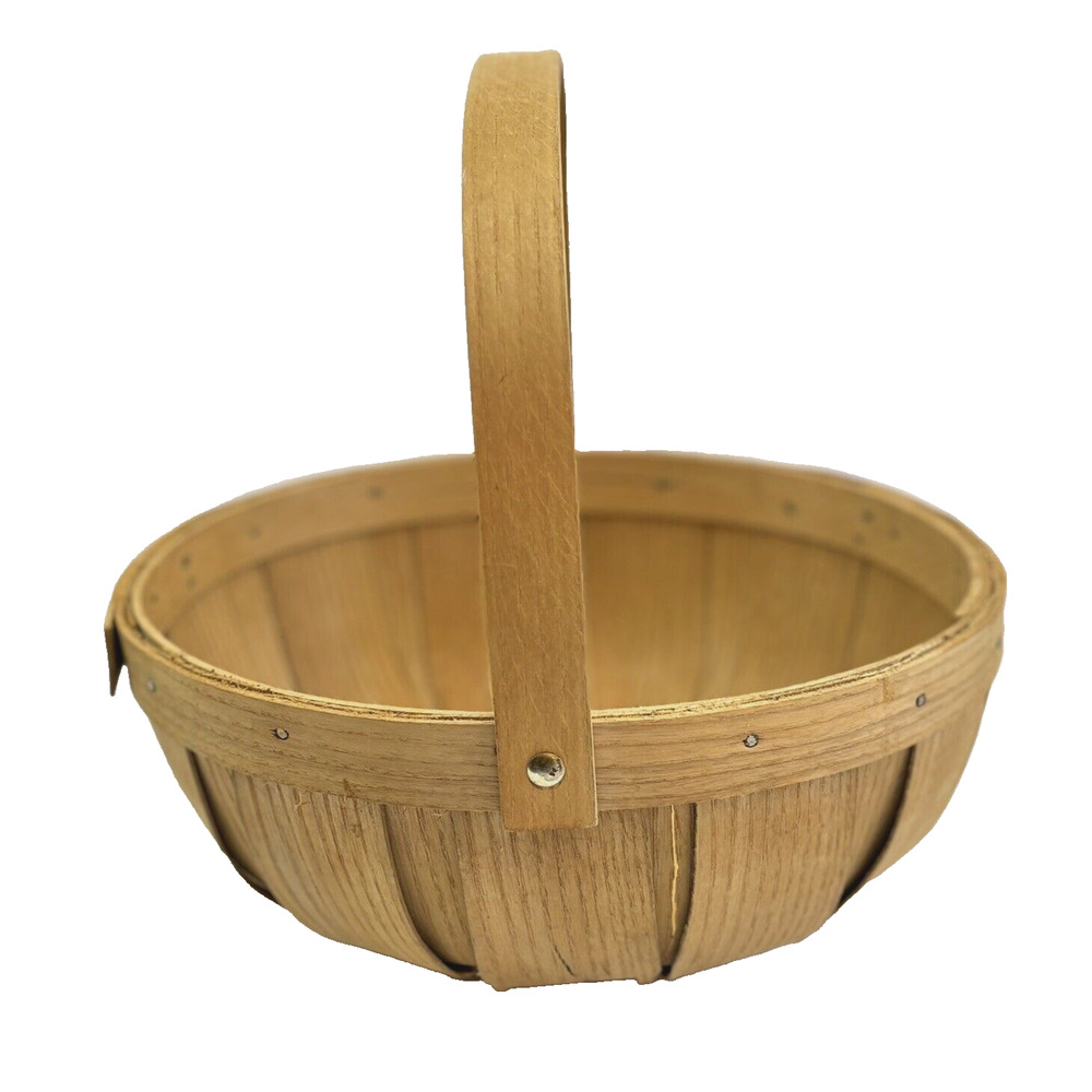 Peterboro Basket Co. Round Gathering Fruit & Veg w Handle Farmhouse Country READ